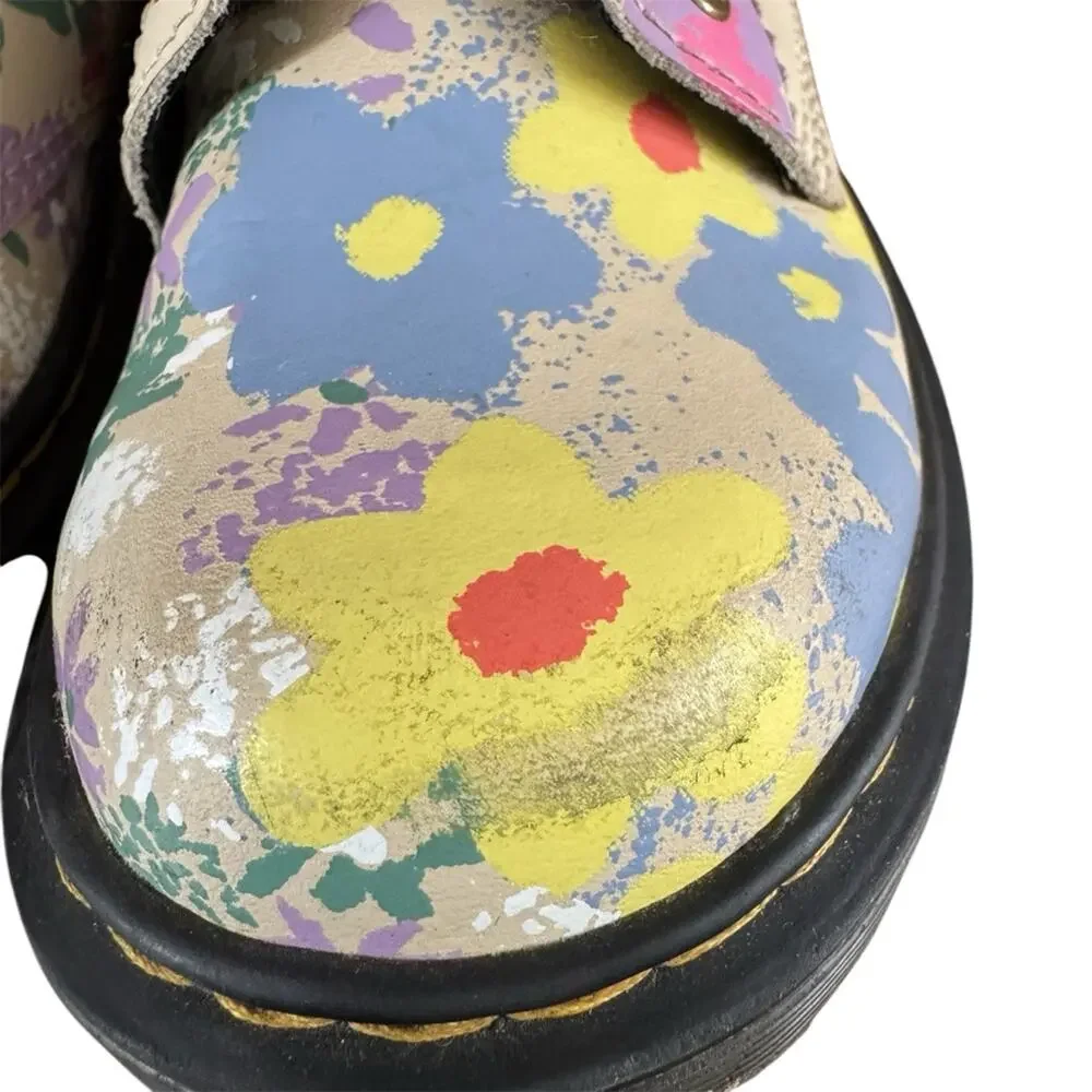 Dr. Martens Youth 1460 Floral Mash Up Boots Parchment Beige Size 1